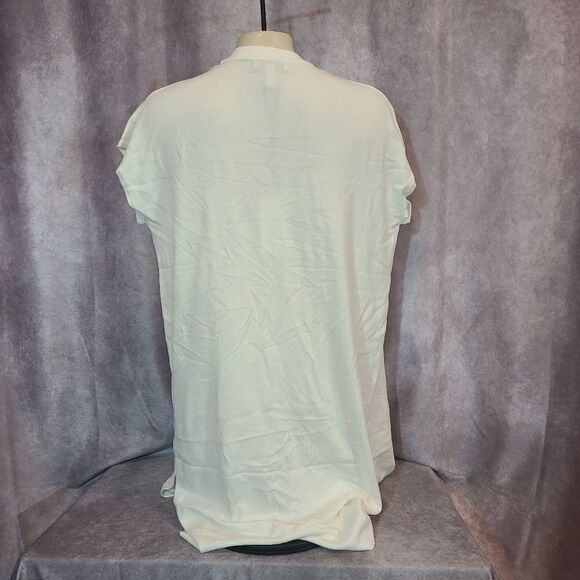 SWEATER SALE 3/$30H by Halston Ivory Short Sleeve Open Front Cardigan Size Small - Picture 3 of 5